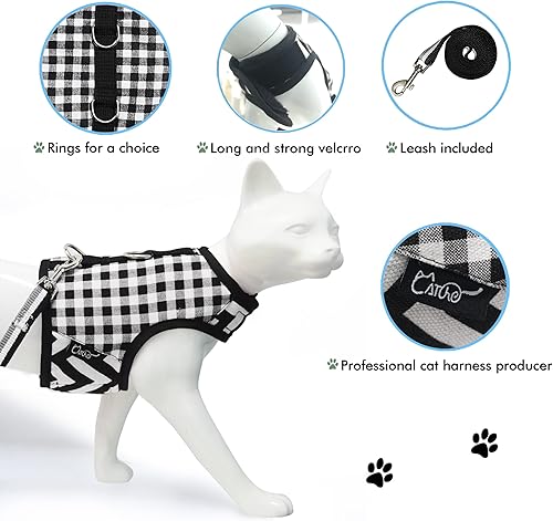 Miniatura 5 de Arnés y correa para gatos para caminar a prueba de escape, chaleco acolchado ajustable para gatos, elegantes arneses para caminar para gatos,