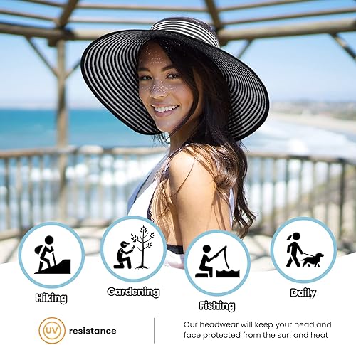 Miniatura 22 de Simplicity - Sombrero con protección solar UV UPF 50 para mujer, convertible en visera para playa