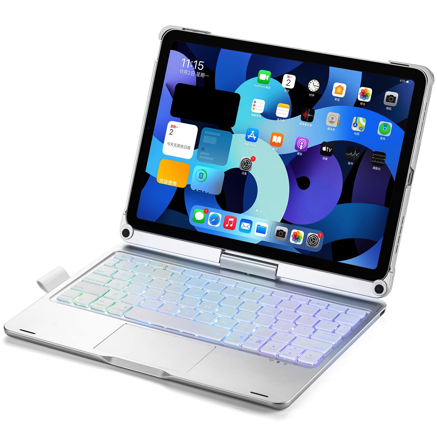Etui z klawiaturą do iPada Air 4 | Air 5 | Air 11 cali (M2) | Air 11 cali (M3) | Air 11 cali (M4), obracany o 360 stopni touchpad, podświetlana klawiatura