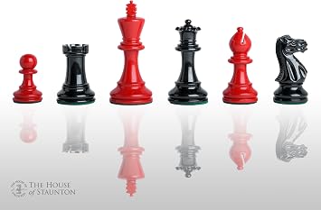The Grandmaster Chess Set - Pieces Only - 4.0" King Black & Red Lacquered