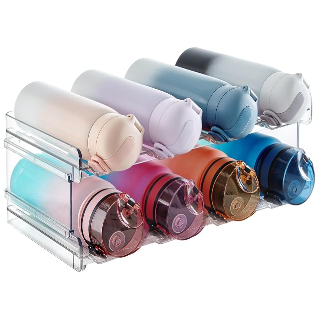 Lifewit Stackable Water Bottle Organizer for Cabinet Plastic Bottle Holder Fits Bottles Tumblers up to 3 8 Diameter