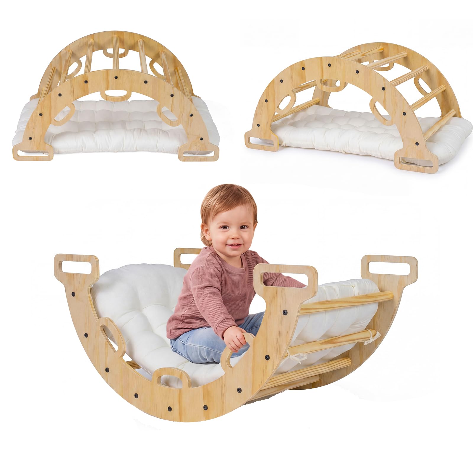 Maxmass 3 in 1 Montessori Kids Climbing Rocker (Natural)