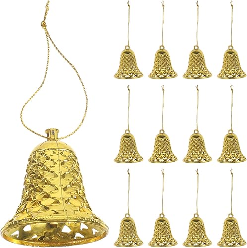 Amosfun 12 campanas colgantes de Navidad, cascabeles colgantes de árbol de Navidad, campanas artesanales para decoración de fiestas de Navidad