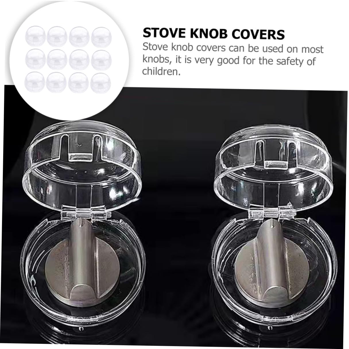 12Pcs Gas Stove Knob Covers Childproof Safety Protectors with Heat Resistant Grease Design for Kitchen Oven Controls Easy Adult One-Hand Operation Household Stove Guard for