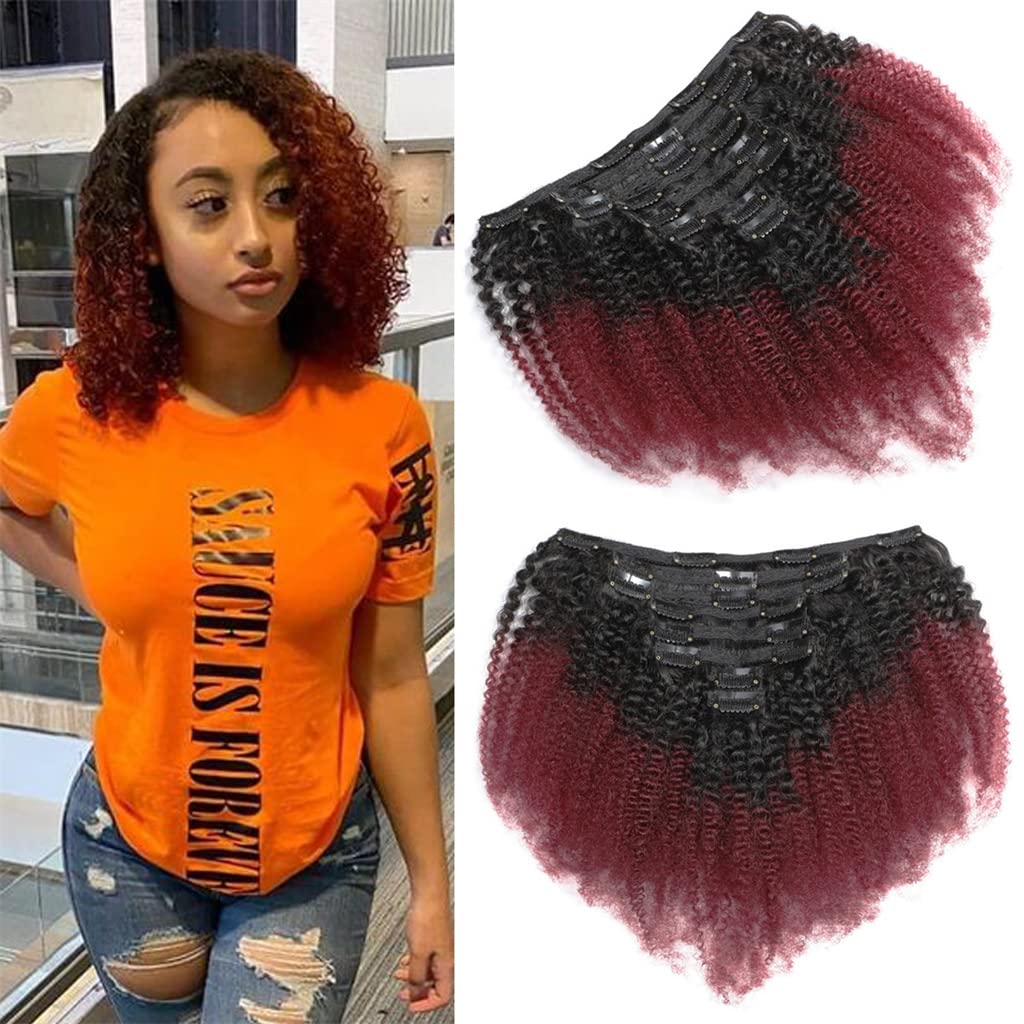 Tight Curly Clip-In Human Hair Extensions 12" Natural Black (#1B)