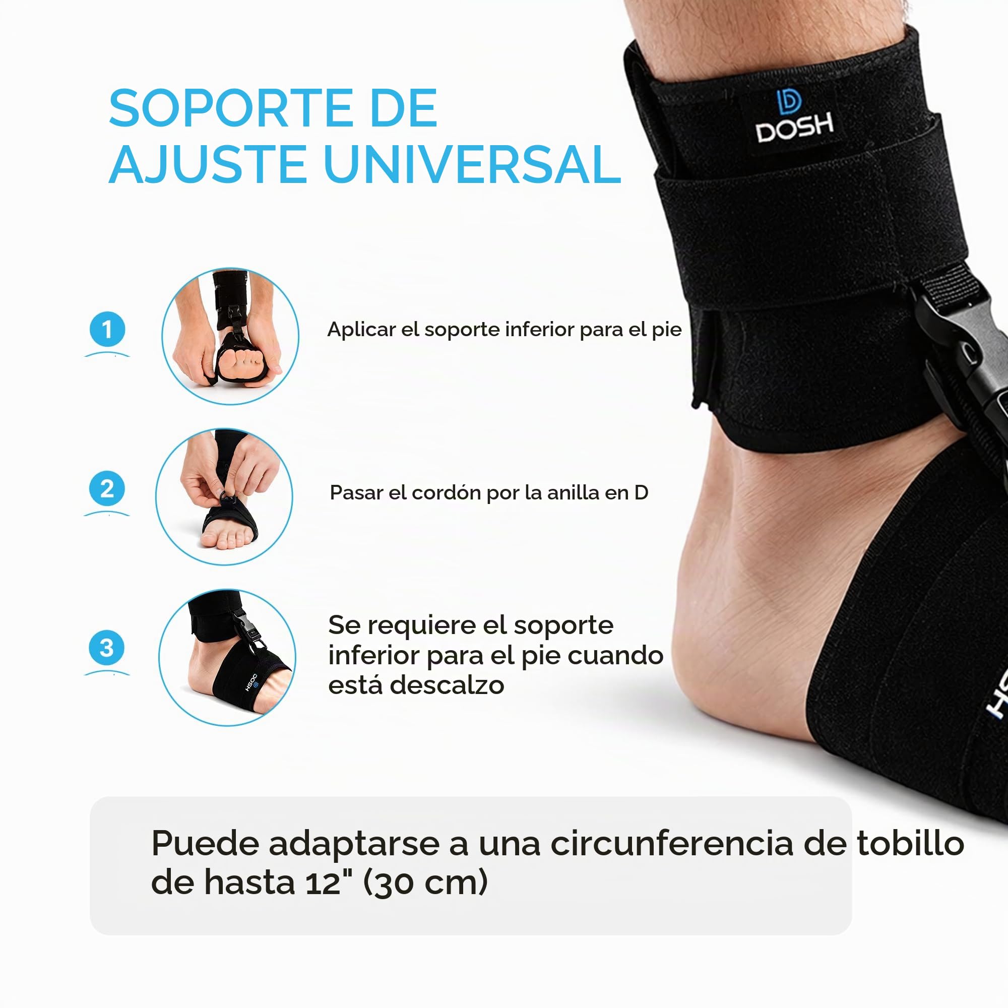 Dosh AFO - Soporte de pie para caminar, unisex (negro)