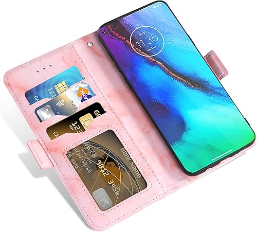 Miniatura 4 de Asuwish Funda compatible con Moto G Stylus 2020 MotoG Pro y protector de pantalla de vidrio templado, tarjetero con función atril y tapa de mármol