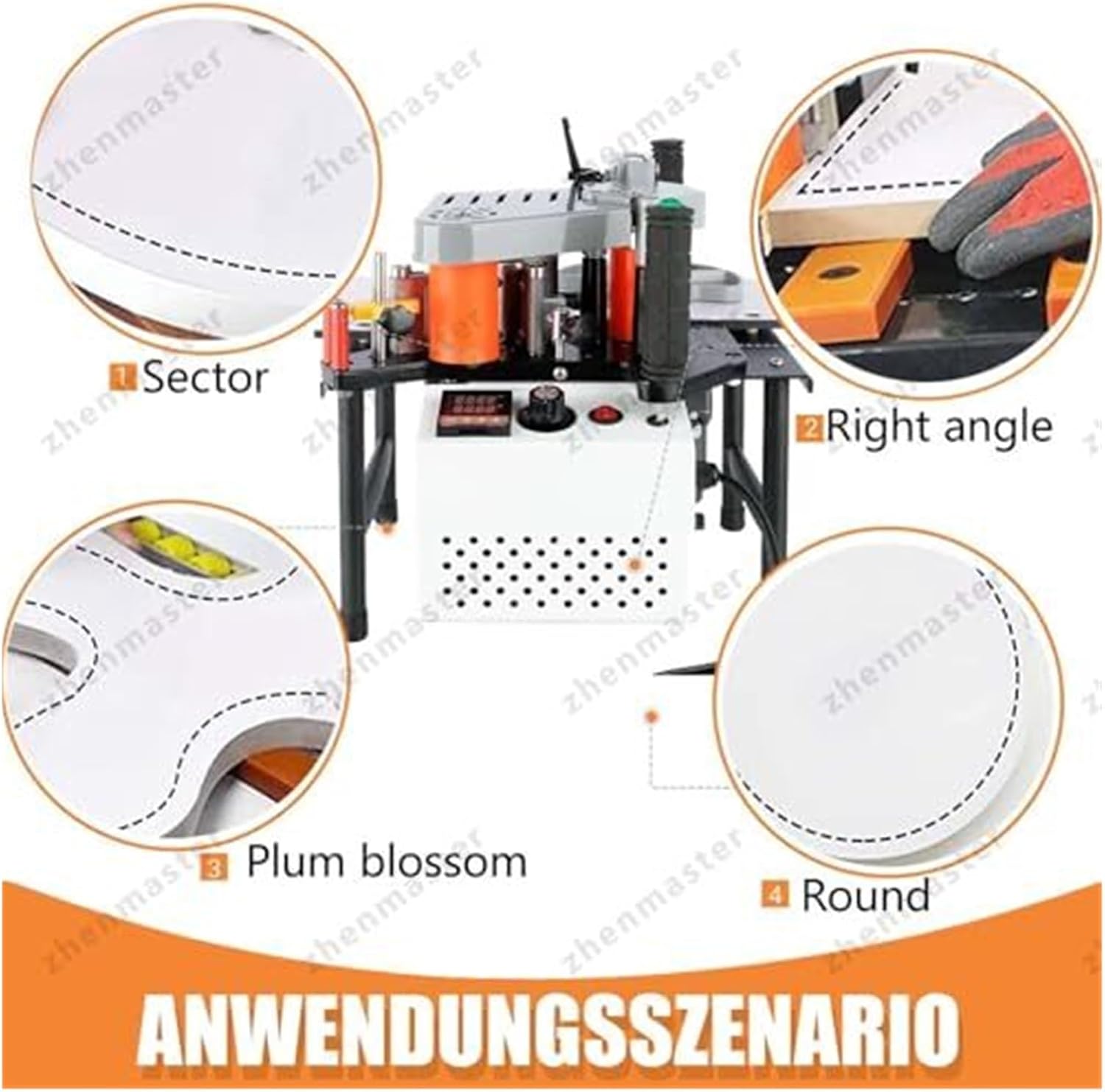 Portable Edge Banding Machine 1200W Hot Melt Glue Double-Sided Adhesive Coating Adjustable Speed Width for Straight & Curved Panels Cabinets(White)