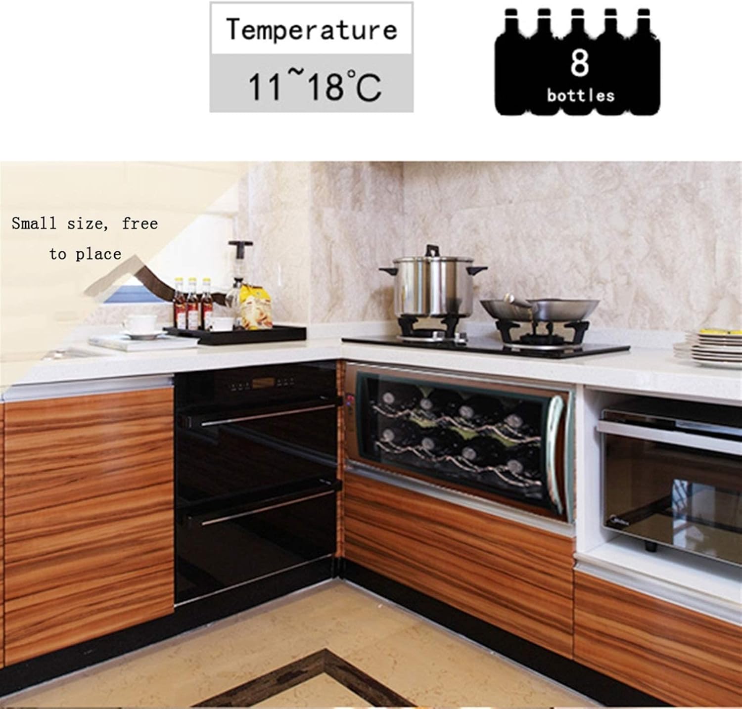 8 Bottle Wine Cabinet, Tempered Glass Door Constant Temperature Wine Cellar, Beverage Refrigerator, Adjustable Temperature Cooler, Silent and Energy Saving