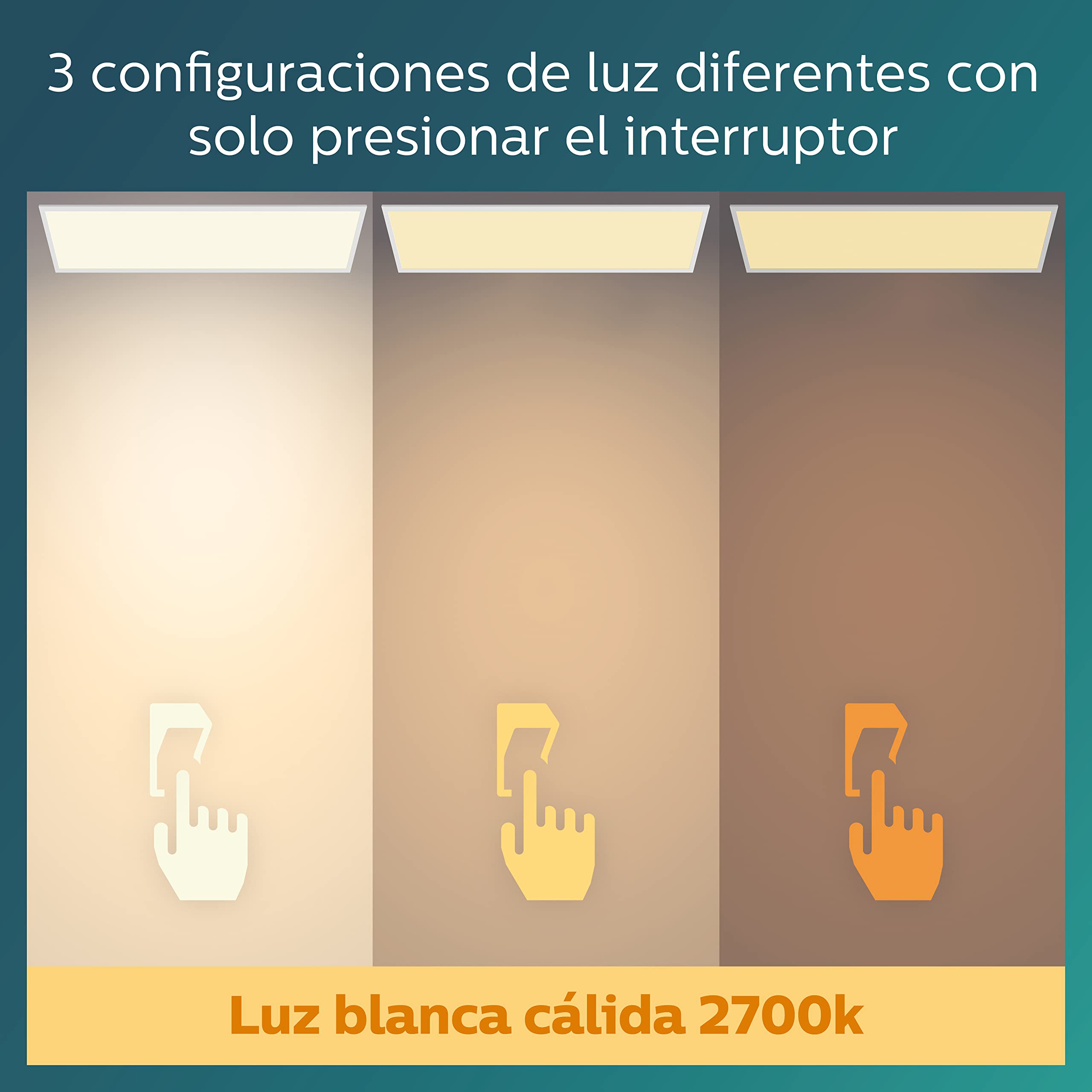Philips - Plafón Philips Tuch Ceiling, lámpara LED de techo funcional, color blanco, luz blanca cálida regulable, 27K - 36W