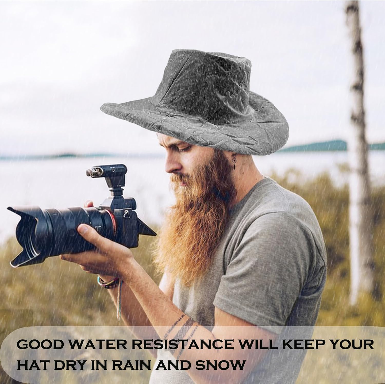 4 Pack Cowboy Hat Rain Cover Plastic Hat Protectors for Men's Rain Hat Storage - Image 5