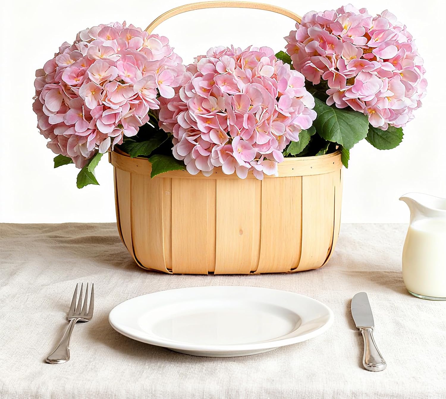 Pink Hydrangea Artificial Flowers 4PCS Lifelike Silk Hydrangeas Flower 26'' Long Stem Realistic Faux Outdoor Flowers Bouquet Table Centerpieces for Party Wedding Decor Indoor Arrangements