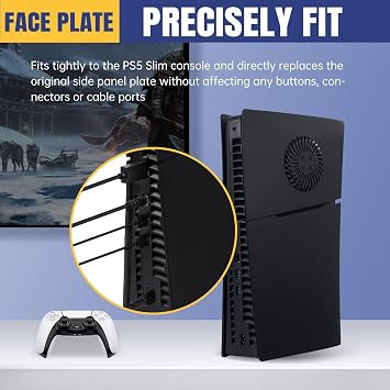 Mcbazel Face Plates for PS5 Slim Disc Edition Only, Anti-Scratch Replacement Panels Cover Plates Shell Case with Cooling Vent Compatible with PlayStation 5 Slim Disc Edition Console - Black