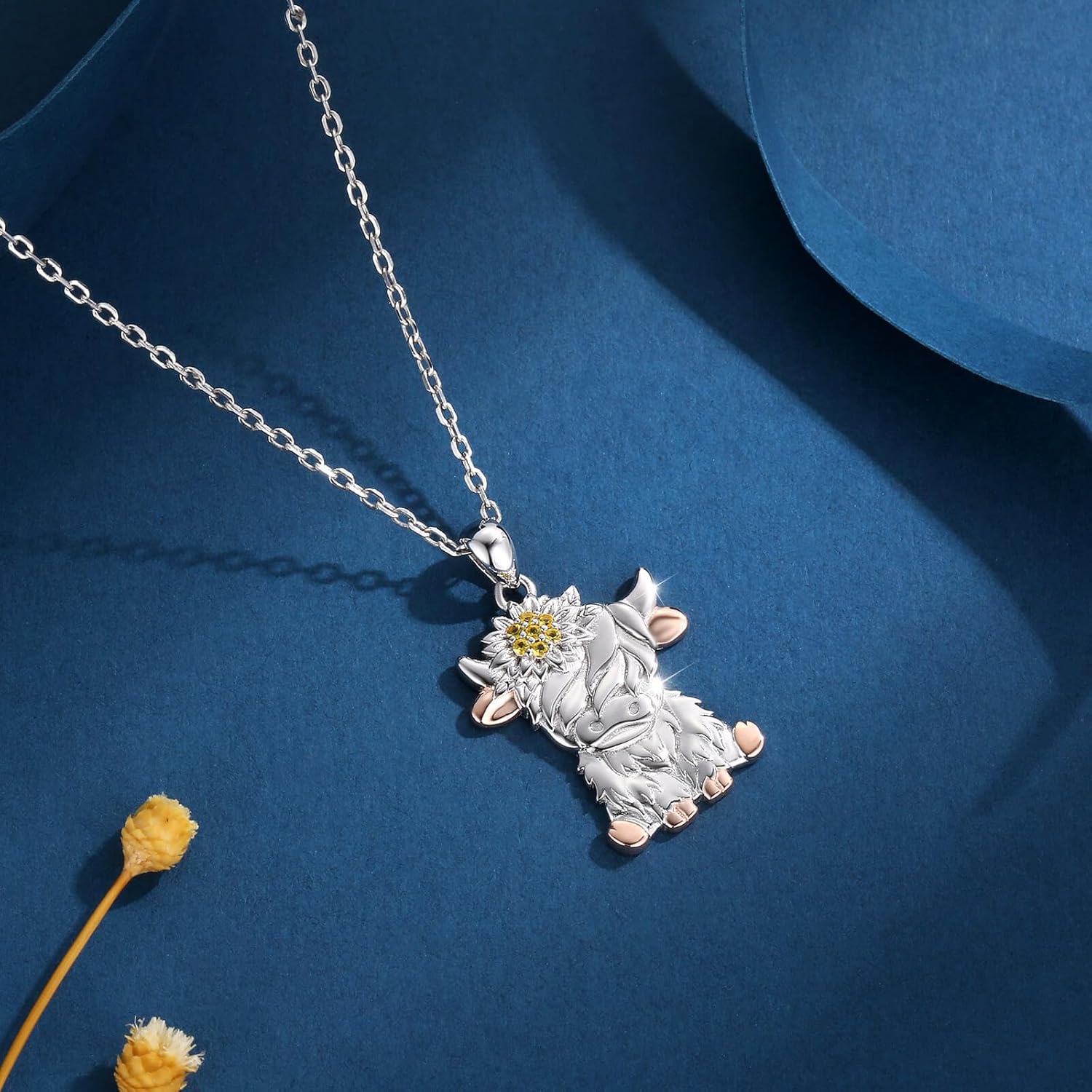 Sterling Silver Highland Cow Necklace for Women Hypoallergenic 925 Highland Cow Necklace Pendant Cute Animal Jewelry Gift - Image 5
