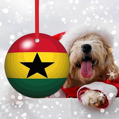 Miniatura 4 de WoGuangis Adorno patriótico simbólico nacional para árbol de Navidad, bandera de Ghana, recuerdo festivo, adorno de Navidad de cerámica, adornos de