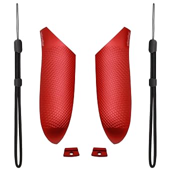 VRbrother Metal Replacement Battery Cover Compatible for Meta Quest3,Quest 3s Left and Right Controllers,Replacement Battery Covers kits with Adjustable Hand Straps Red