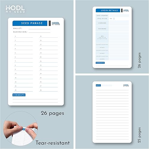 Miniatura 5 de Seedbook de Hodl My Seed - La forma más segura y conveniente de almacenar sus frases de semillas de recuperación criptográfica. Bloquee de forma