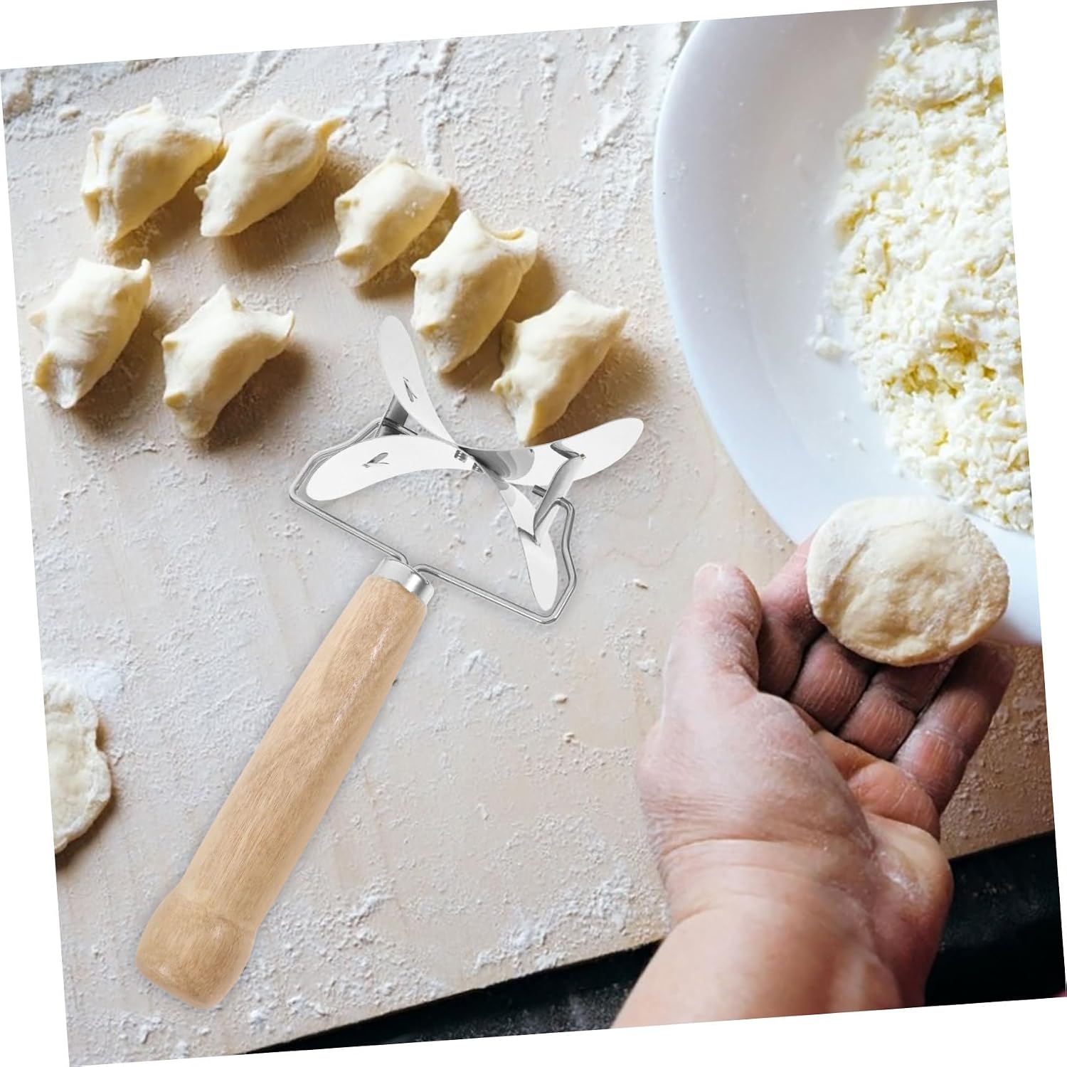 PRETYZOOM 3pcs Dumpling Skin Cutter Molds Kitchen Dumpling Skin Making Molds Stainless Steel Wood