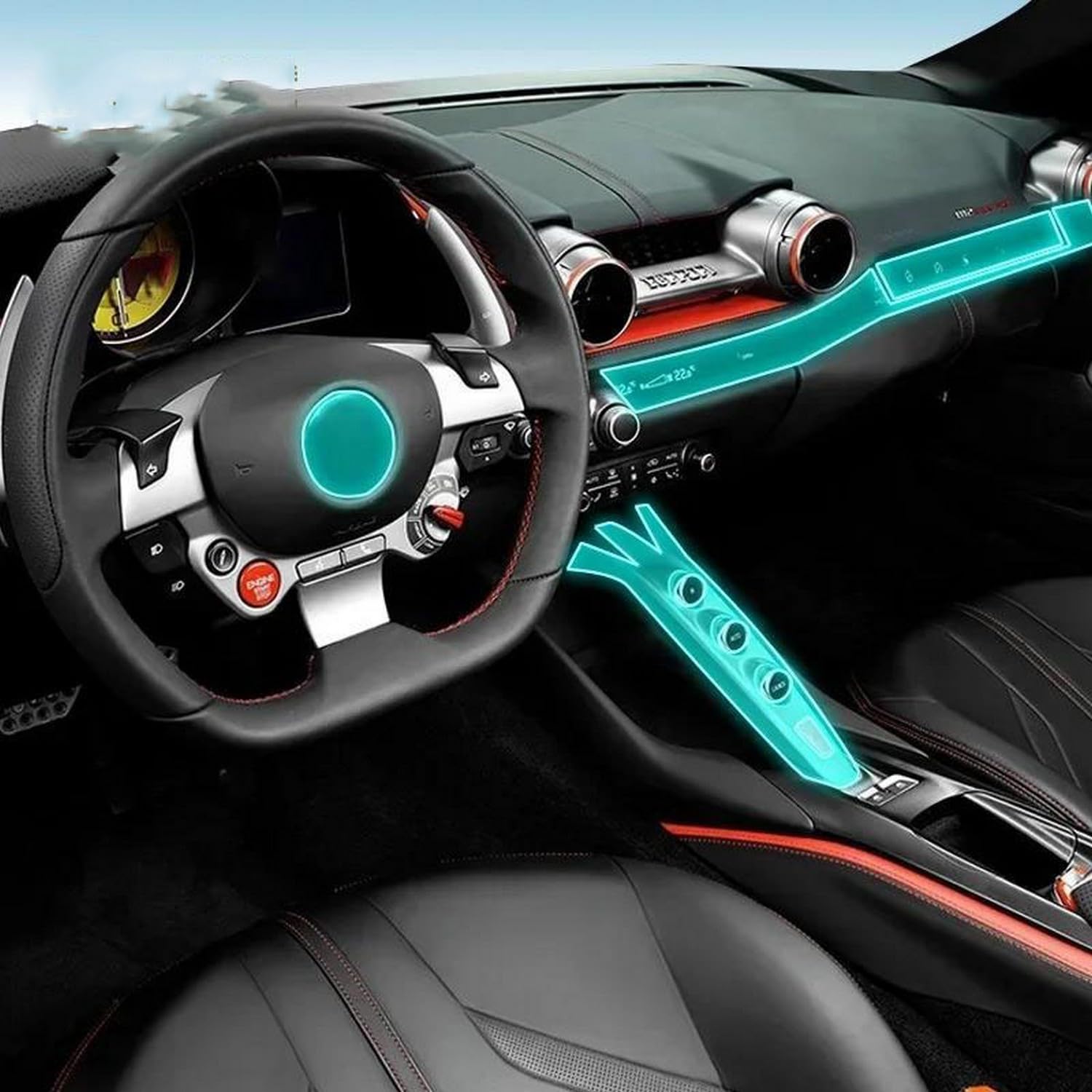 Écran de console Ferrari 812 sans rayures grâce au film protecteur TPU