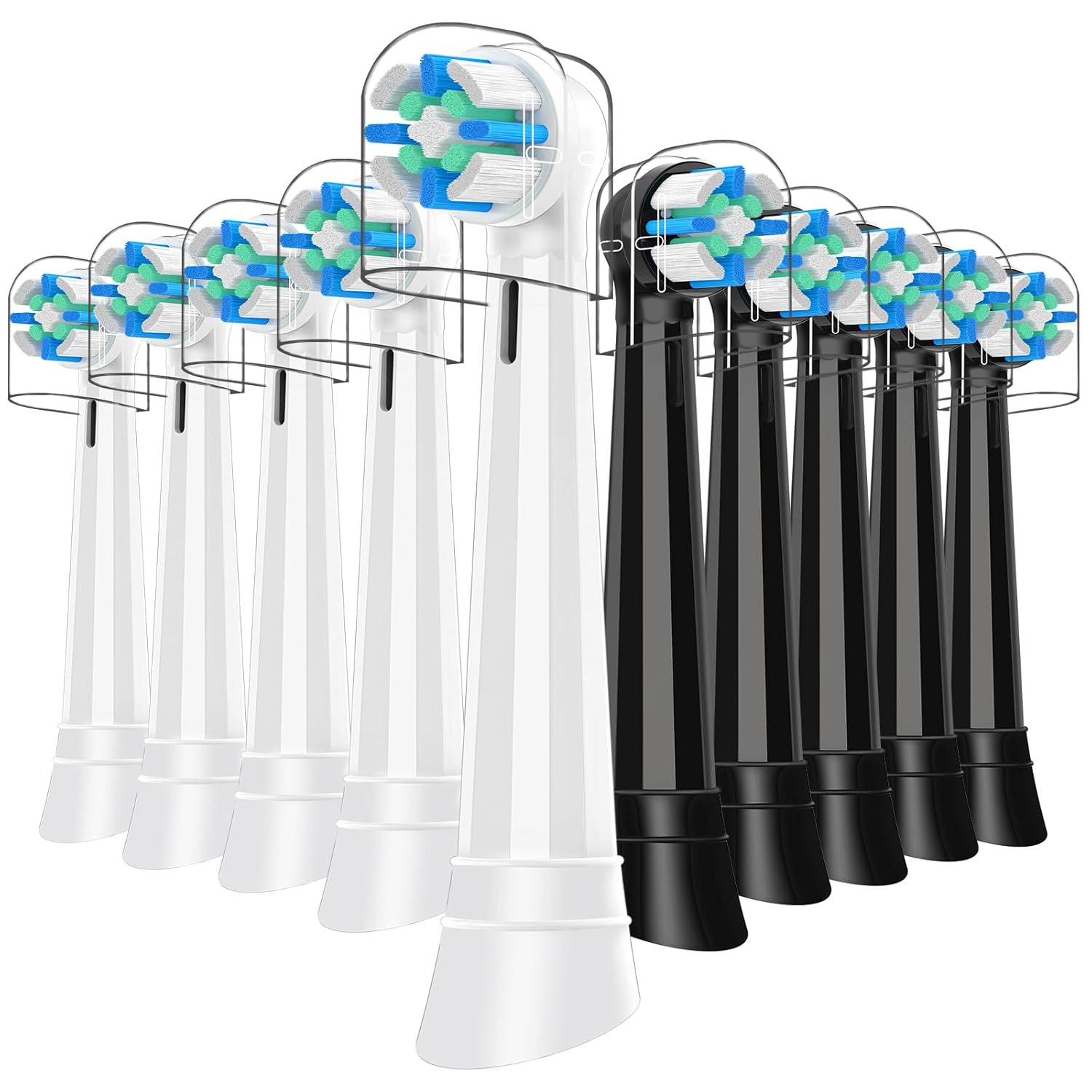 Cabeçotes de Substituição iO Compatíveis com Escovas Elétricas Oral B IO 2/3/4/5/6/7/8/9/10 – Cerdas Médias – Pacote com 2 Peças, Preto e Branco