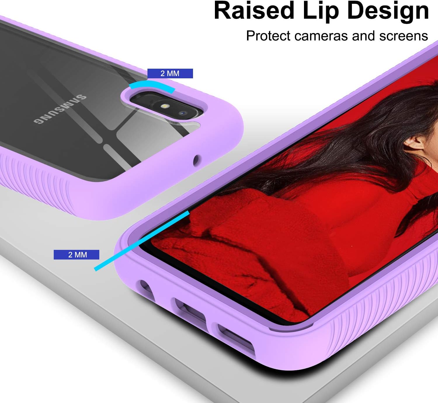 LeYi Compatible with Galaxy A10e Case, Samsung Galaxy A10e Case with 2 Tempered Glass Screen Protector, Full Body Protective Hybrid Clear Bumper Shockproof Phone Case for Samsung A10e Violet
