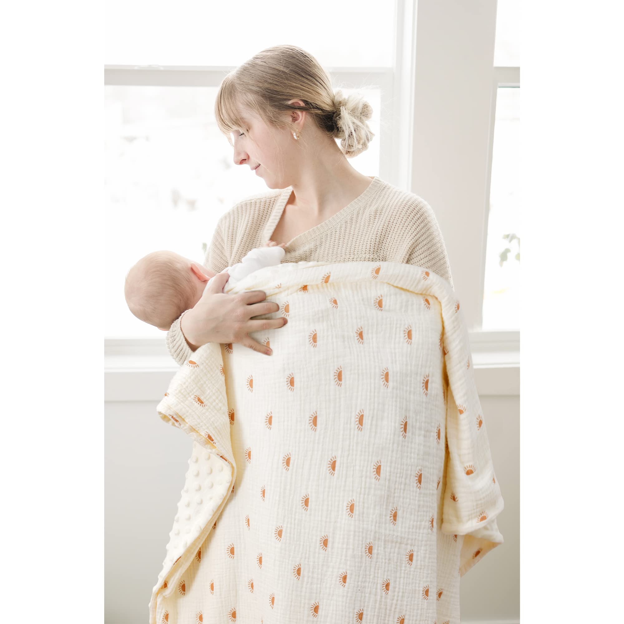 Couverture Bébé Super Douce BOPRIO - Éléphants Minky & Polaire à Pois - Idéale Pour Nouveau-nés, Filles Et Garçons