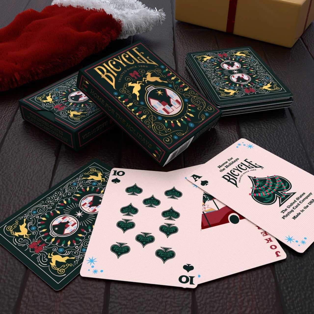 Bicycle Home for The Holidays Collectible Standard 52 Deck of Cards, Poker Size, Stocking Stuffers, Small, Family & Kids Card Game Night