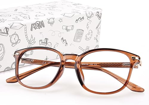 Miniatura 2 de TR90 - Lentes de luz azul para mujeres y hombres, lentes clásicos de doble metal para computadora antirreflejos (marrón chocolate)