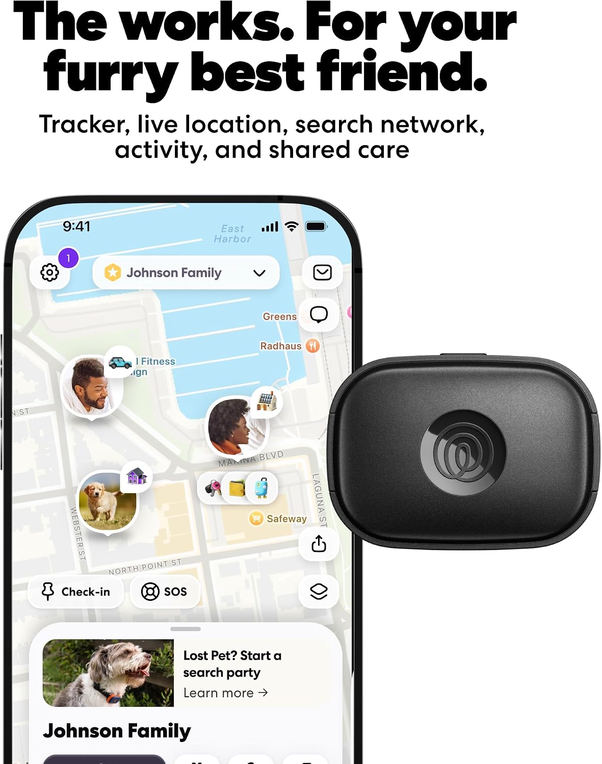 Life360 Pet GPS Tracker for Dogs | Live Tracking, Escape Alerts & Lost Pet Network | Up to 14 Days Battery | 12-Month Silver Subscription Included for New & Free Members | 1-Pack, Black