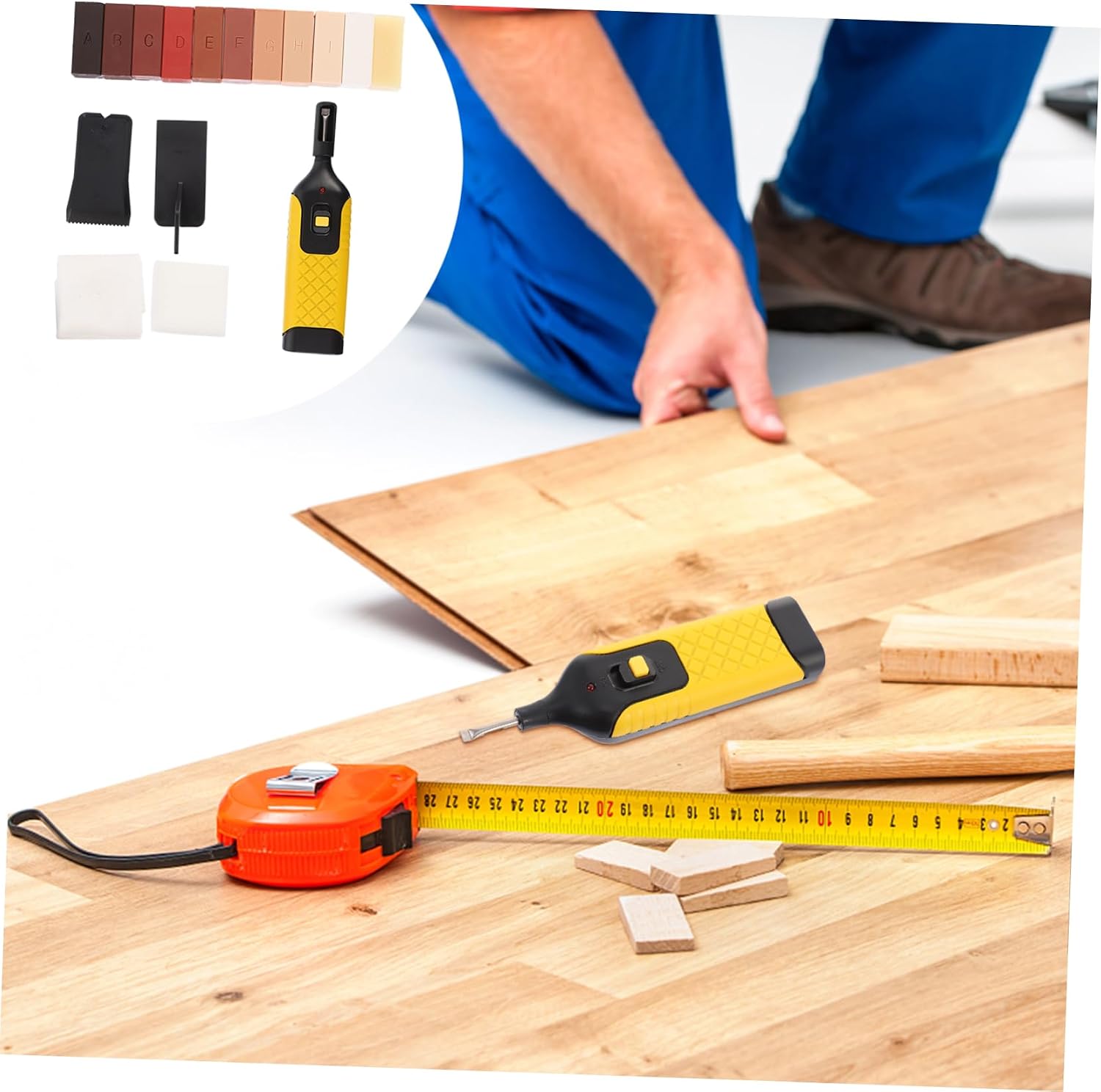 1set Floor Repair Kit for Laminate and Furniture Restorer Scratch Repair Tools Includes Wax Block Electric Storage Box