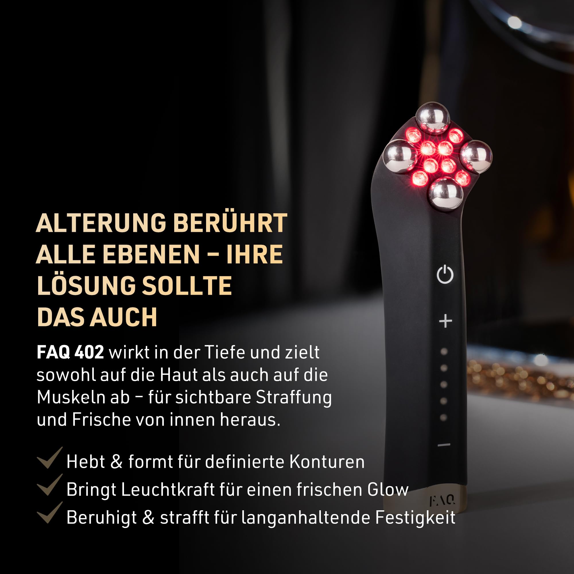 FAQ Sculpt & Glow Bundle – FAQ 402 Dual-Mikrostrom-gesichtsmassagegerät- & Liftgerät + P1 Manuka Honey Serum 30 ml – Anti-Aging‑Gesichtsmassage-Set für Lifting, Toning & Lymphdrainage gerät