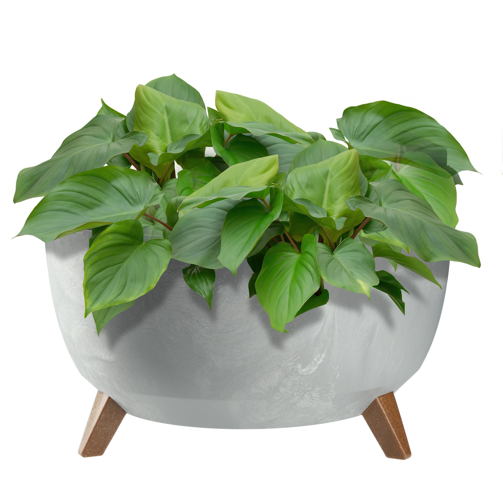 KADAX Plastic Flower Pot with Three Stands, Round Flower Bowl, Flower Pot, Flower Pot, Flower Pot, Balcony, Living Room (39.5 cm, Anthracite) — view 36