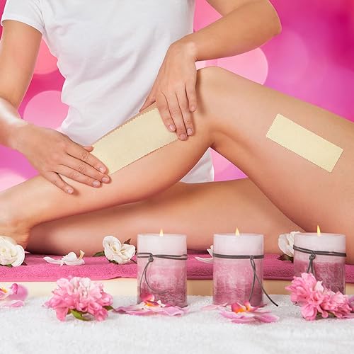Miniatura 6 de 300 tiras de cera facial de muselina natural, depilación de cejas, tiras de cera precortadas, tiras de cera de algodón facial para mujeres y hombres