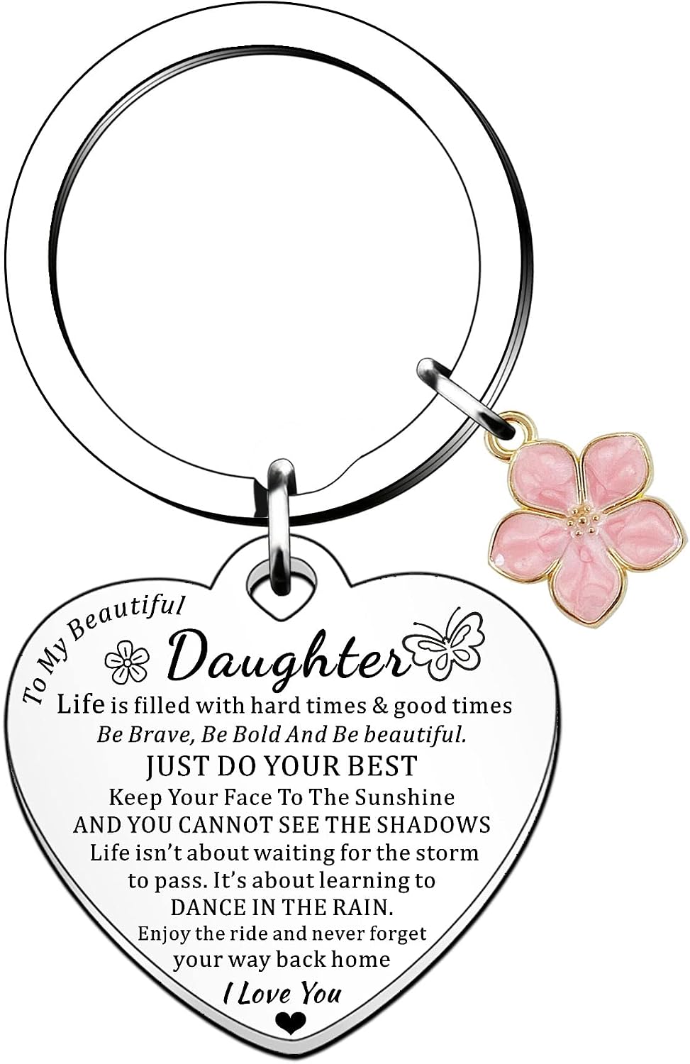 HULALA Inspirational Daughter Keyring Gifts For Birthday Christmas Graduation From Mum Dad Be Brave Be Bold Be Beautiful Just Do Your Best I Love You