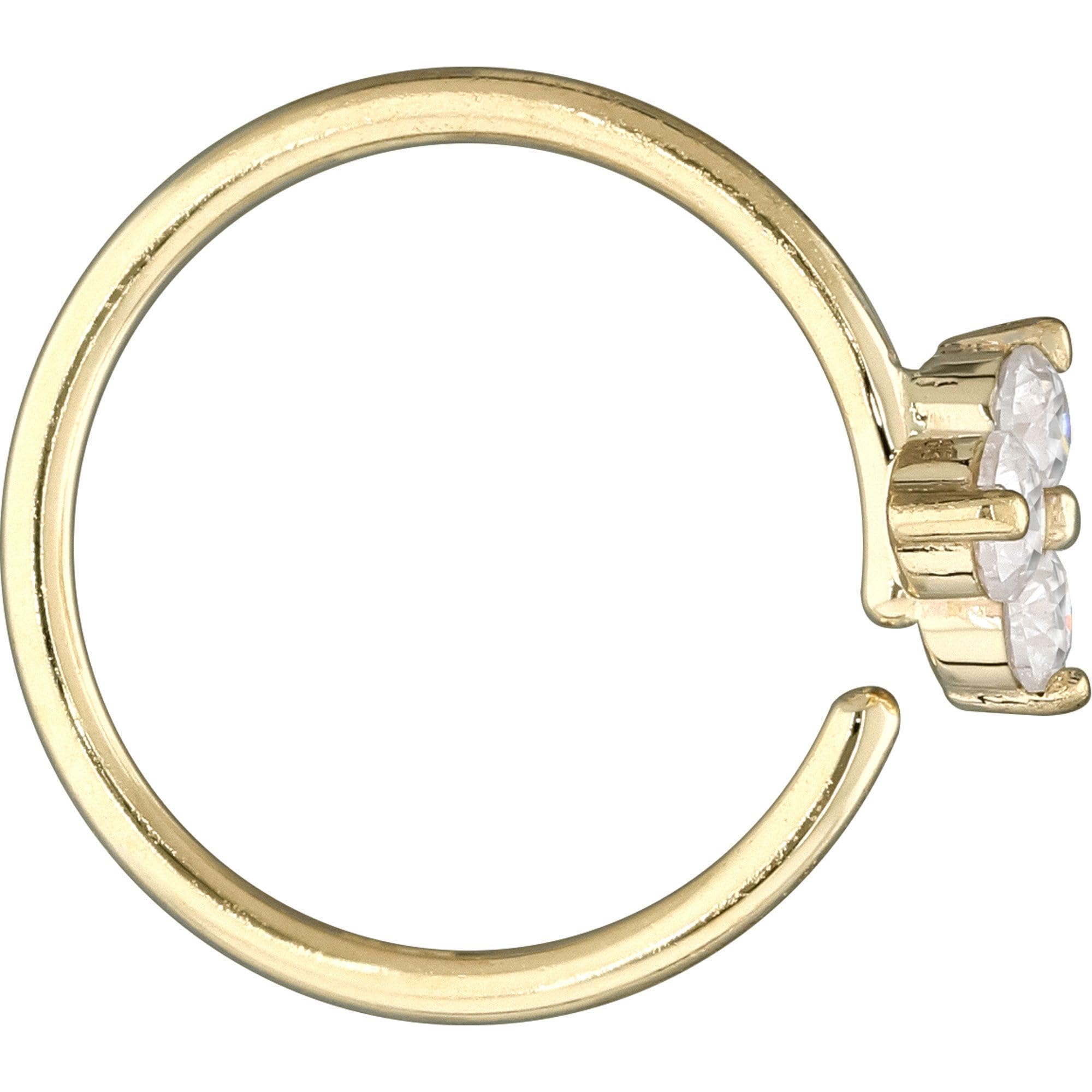 PIERCINGLINE Anillo para la nariz de oro de 14 quilates, diseño de flor de moissanita flexible, oro 585, 14 quilates