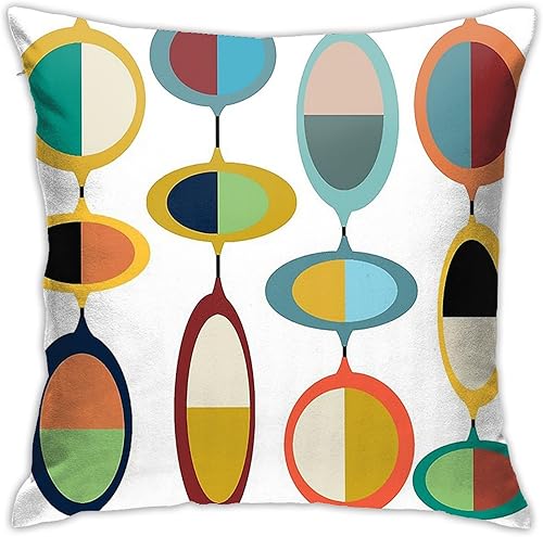 Miniatura 1 de Funda de almohada cuadrada moderna de mediados de siglo, funda de almohada decorativa con auto, sofá, silla, cama y sala de estar, 18 x 18 pulgadas