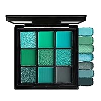Vista 10 de Paleta de sombra de ojos azul, 9 colores, Mardi Gras Carnival prensado pigmento con purpurina, paleta de sombra de ojos impermeable, paleta