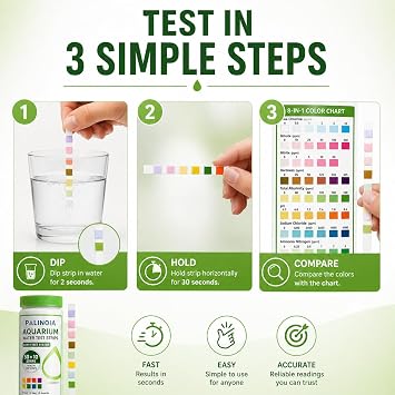 Palinoia 8-in-1 Aquarium Water Test Strips, 60 Count