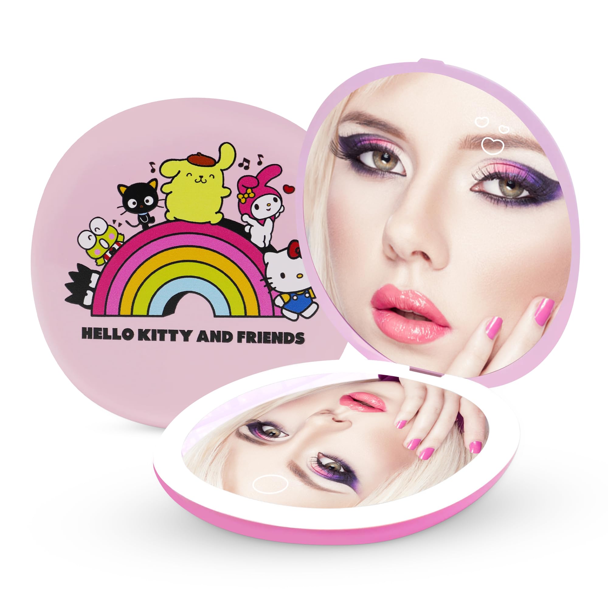 Miroir compact à LED Hello Kitty miroir de poche éclairé fini le maquillage raté en voyage