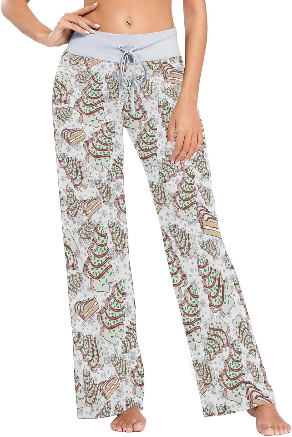 JULYTO Womens Pajama Pants Christmas Tree Cakes Womens Lounge Pants Xmas Soft Womens Sleep Pants