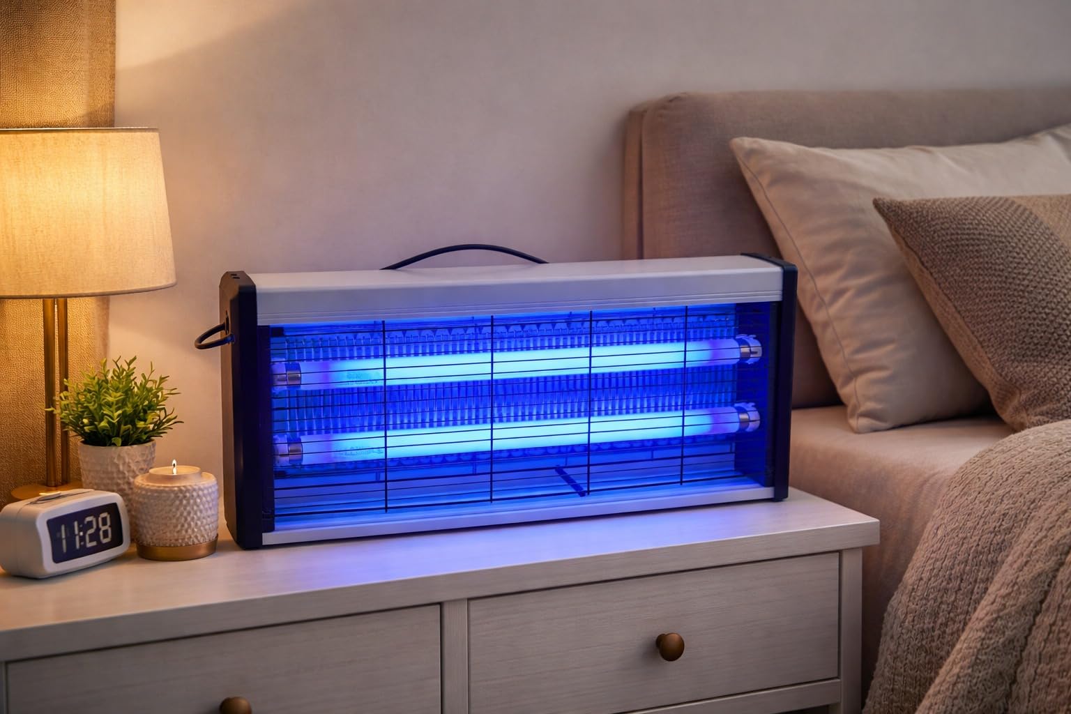30W Portable Electric Insect Killer UV Mosquito & Fly Trap Lamp – Indoor & Outdoor Use – Metal Body with Safety Grill – Size 22" L × 3" W × 10" H – Ideal for Bedroom,Hotel & Restaurant Use-image-0