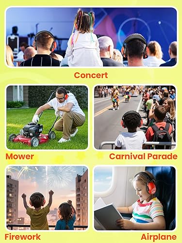 Vista 28 de Orejeras de seguridad con reducción de ruido de 31 dB con diadema ajustable para adultos y niños, protección auditiva, para autismo sensorial, negro