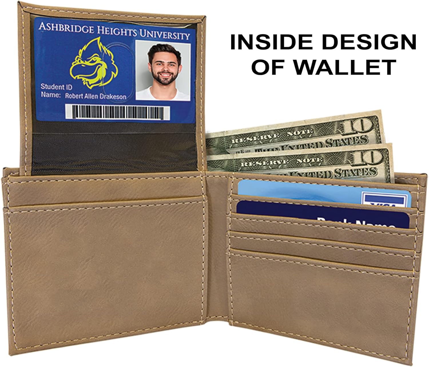 Rogue River Tactical USA American Flag 2nd Ammendment Constitution Men's Leather Bifold Wallet RFID Gift For Him Dad Father United States Billfold Patriotic - Image 4