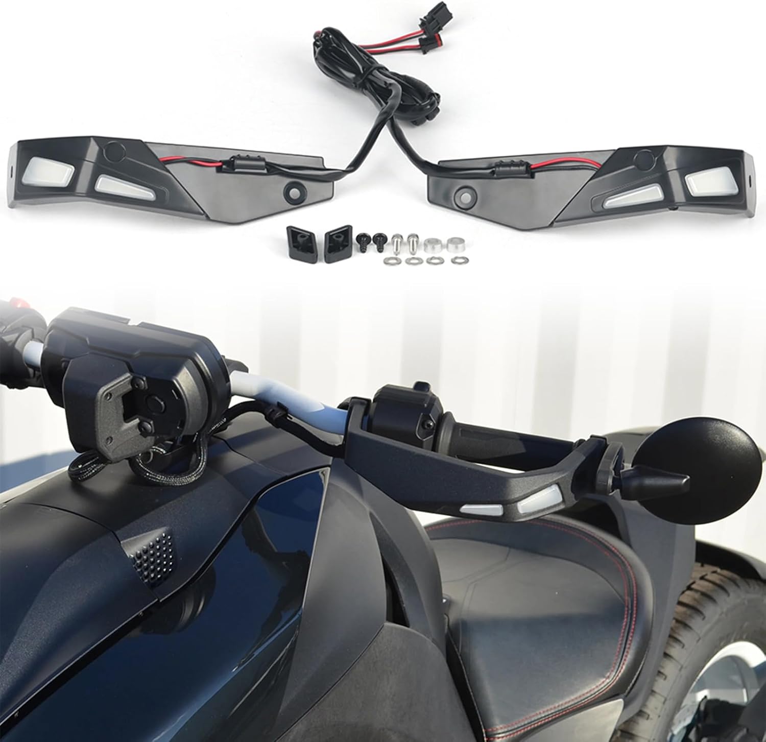 Handguards LED Lights for Can Am Ryker All Models Aluminum Hand Guards LED Lamps Kit for Can-Am Ryker 600 900 Sport Rally Hand Guard Handlebar Protector Lighting Kits