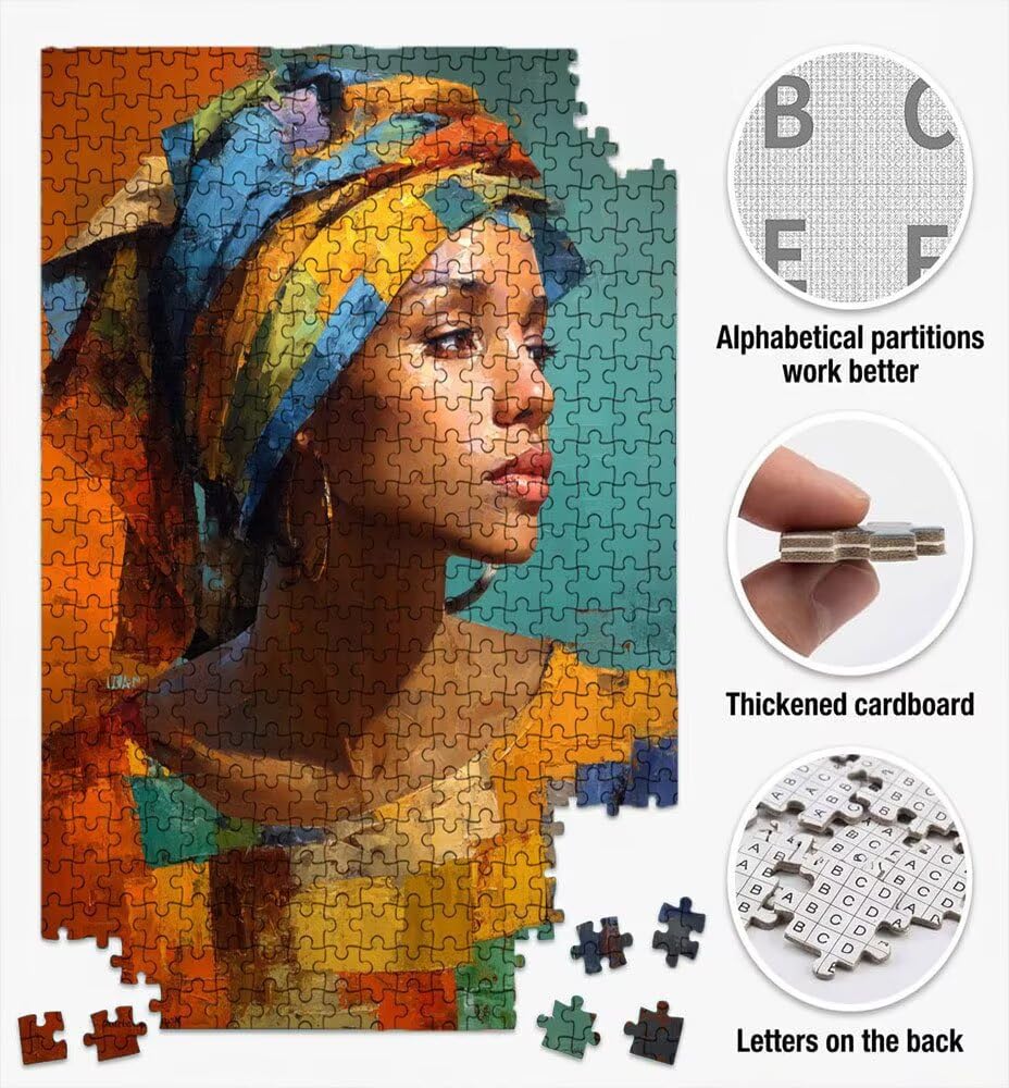 Chusta Na Głowę Kobiety, Klasyczna Puzzle 5000 Dorosłych BLQSBGA7-378 | Wyzwanie Zagadki, Gry Logiczne Cała Rodzina, Stres, Wystrój Domu Miłośnicy Puzzle