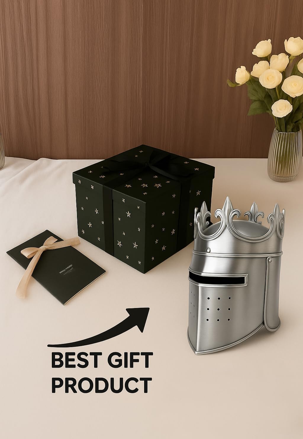 Wearable Medieval Armor Helmet Silver Pattern Face Head Mask for LARP Cosplay & Halloween Full Size