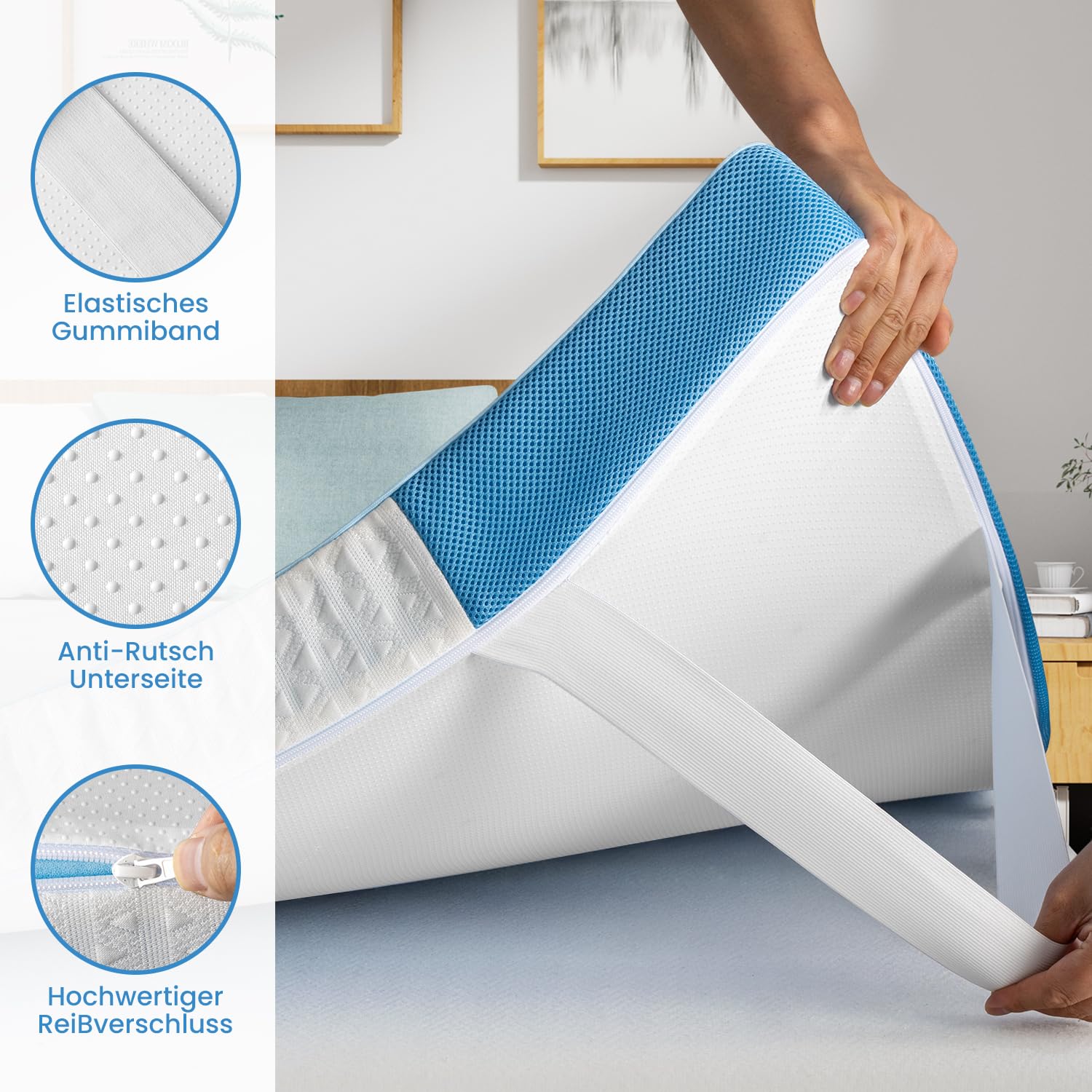 BedStory 10cm Höhe Topper 180x200cm,H3&H4 Gel Memory Foam Topper,Waschbarer Bezug, Matratzentopper für Boxspringbett Wohnmobil und Schlafsofa