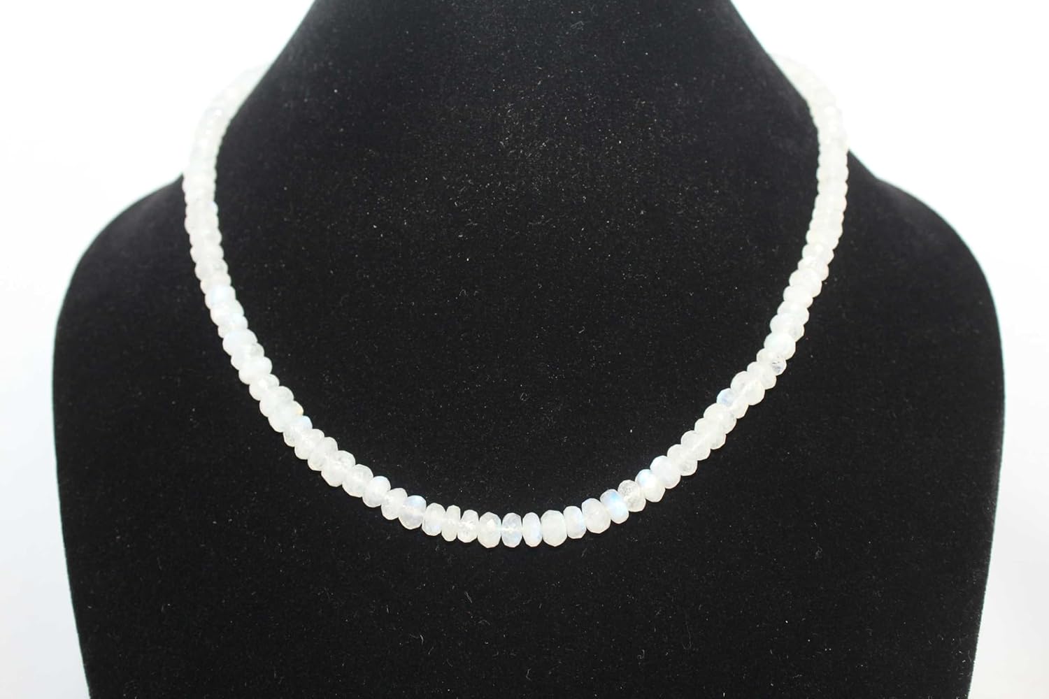 Rajasthan Gems Necklace Strand String Beaded Rainbow Moon Stone Diamond Cut Bead Women D952