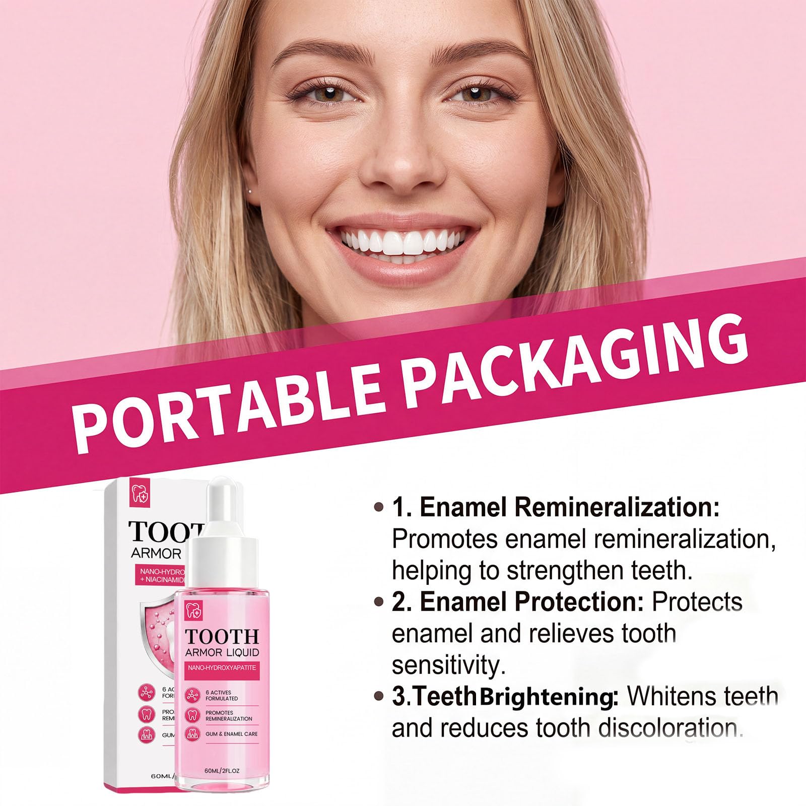 Tooth Armor Liquid Drops mit Nano Hydroxyapatite, Stärkung des Zahnschmelzes und sanfte tägliche Mundpflege für empfindliche Zähne, fluoridfreier Atemerfrischer (10PCS)
