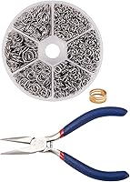 Vista 1 de PH PandaHall 1000 piezas de anillos de salto abiertos de acero inoxidable 304 de 4/5/6/8/9/0.394 in, calibre 18 con 1 juego de 5.1 pulgadas